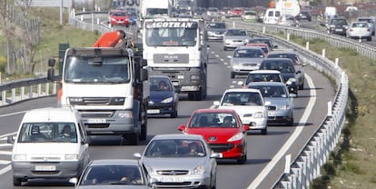 Retenciones en la carretera de Extremadura.