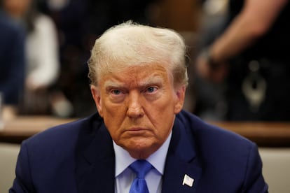 Donald Trump attends the Trump Organization civil fraud trial, in New York State Supreme Court in the Manhattan borough of New York City, U.S., on November 6, 2023.