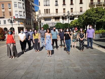 Martina Velarde, nueva líder de Podemos Andalucía, junto a su equipo en Córdoba, donde se ha constituido la nueva dirección del partido.