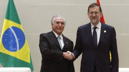 Mariano Rajoy e o presidente brasileiro, Michel Temer, na China.