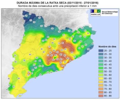 Gràfic que mostra l'acumulació de precipitacions dels 86 dies de sequera.