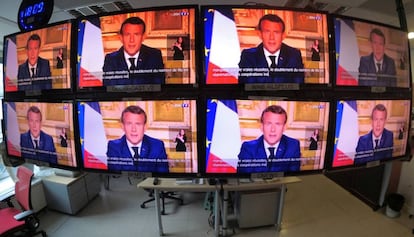 El president francès Emmanuel Macron en una compareixença televisada.