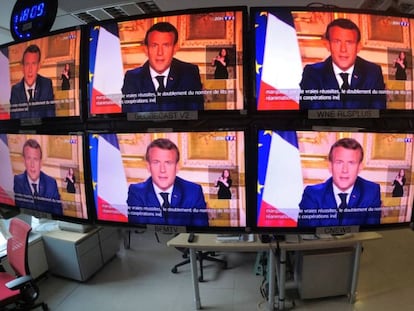 El president francès Emmanuel Macron en una compareixença televisada.