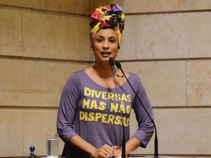 Marielle Franco em foto tirada em 28 de novembro de 2017 na Câmara Municipal do Rio de Janeiro 