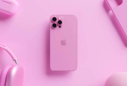 Diseño de concepto de un iPhone Pro de 2021 rosa.