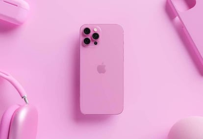 Diseño de concepto de un iPhone Pro de 2021 rosa.