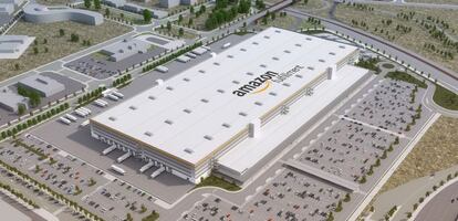 Maqueta del nuevo centro logístico que Amazon abrirá en Barcelona en otoño de 2017.