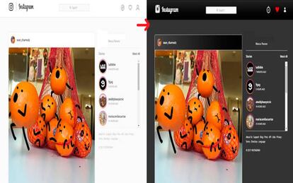 Así se transforma el modo oscuro de Instagram
