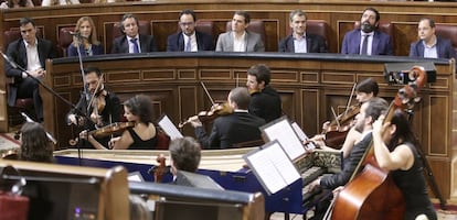 El Congreso de los Diputados en un homenaje a Cervantes, este jueves.  