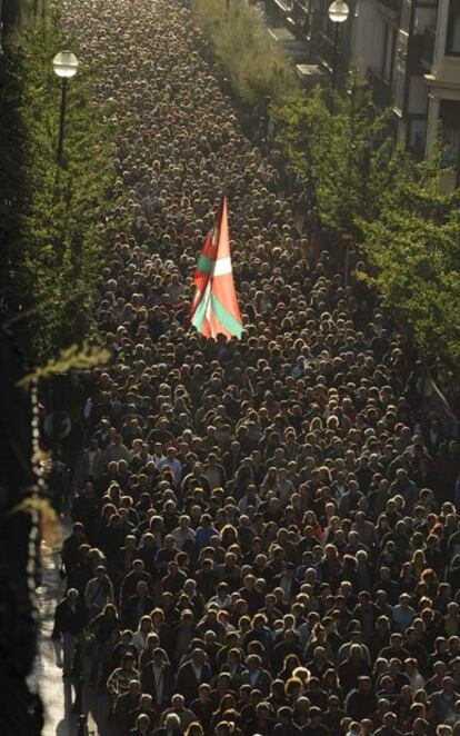 Manifestación celebrada en San Sebastián en octubre de 2009 contra la detención de Arnaldo Otegi.