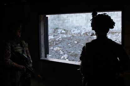 Members of the British Armed Forces during the ‘Macaque Malice’ exercise in Gibraltar.