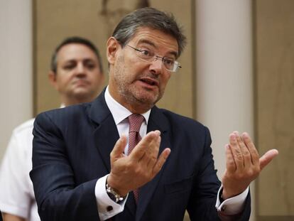El ministro de Justicia, Rafael Catalá, durante su compareciencia en el Congreso de los Diputados este jueves.
