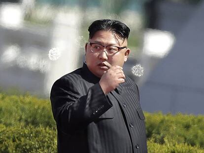 O líder norte-coreano, Kim Jong-un, na quinta-feira, 13 de abril, em Pyongyang.