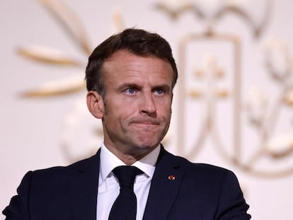 Emmanuel Macron, pronunciaba el jueves un discurso en el palacio del Elíseo, en París.