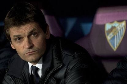 Tito Vilanova, en el banquillo del Málaga.