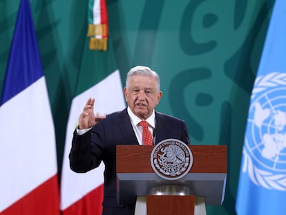 Andrés Manuel López Obrador durante la inauguración del Foro Generación Igualdad, este lunes.