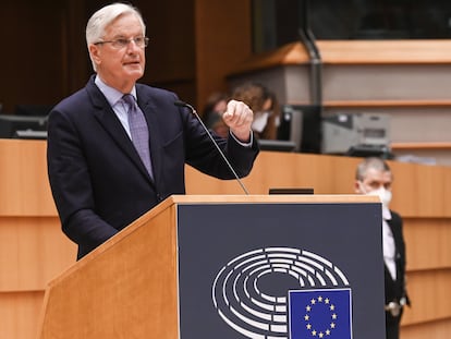 El negociador comunitario del Brexit, Michel Barnier, este martes en el Parlamento Europeo en Bruselas.
