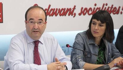 Miquel Iceta y Núria Parlon, en una reunión del PSC.