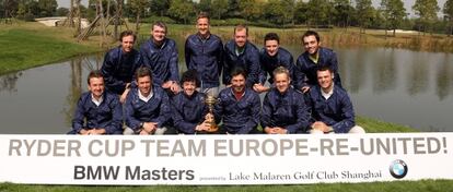 De izquierda a derecha, arriba: Colsaerts, Lawrie, Poulter, Hanson, Rose y Molinari; abajo: McDowell, Westwood, McIlroy, Olazábal, Donald y Kaymer.