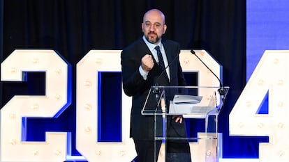 El presidente del Consejo Europeo, Charles Michel, este domingo en Lovaina la Nueva.