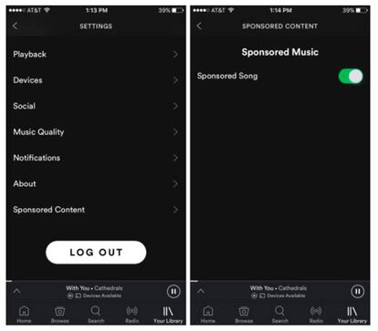 Los contenidos patrocinados de Spotify podrán desactivarse