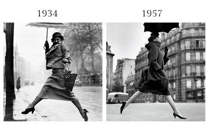 El nmero de septiembre del Harper's Bazaar estadounidense de 1957 public una de las mltiples fotografas por las que recordaremos a Richard Avedon. En realidad, su mujer saltarina con paraguas era un homenaje a la instantnea The Puddle Jumper, que Munkasci retrat para la misma publicacin en 1934.