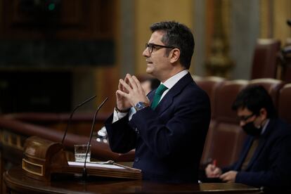 El ministro de la Presidencia, Félix Bolaños, intervenía durante el pleno, el miércoles, en el Congreso de los Diputados.