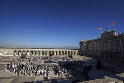 Vista general del acto de homenaje de Estado a las víctimas de la pandemia, en Madrid.