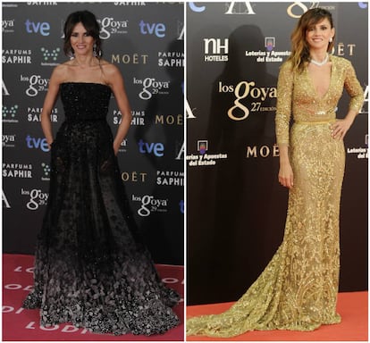 Goya Toledo apostó por los vestidos de ensueño de alta costura de Elie Saab para la edición de los Goya de 2015, año en el que estaba nominada a mejor actriz de reparto por su trabajo en ‘Marsella’. El diseñador libanés también firmaba el traje que la actriz escogió en 2013 (a la derecha de la imagen).