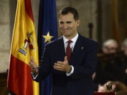 El Pr&iacute;ncipe Felipe en el monasterio de Leire en Navarra