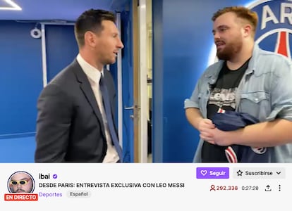 Un momento de la conexión en directo entre Messi e Ibai Llanos en Twitch.