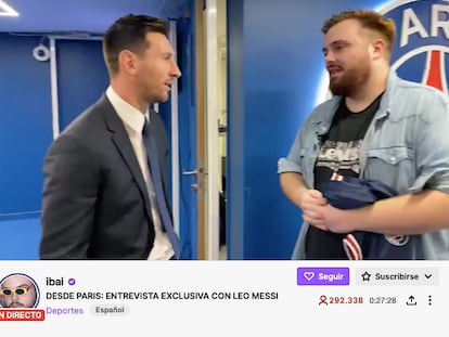 Un momento de la conexión en directo entre Messi e Ibai Llanos en Twitch.