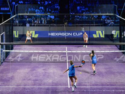 Partido de pádel del torneo Hexagon Cup celebrado en el pabellón Madrid Arena.