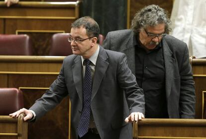 El portavoz de ERC en el Congreso, Alfred Bosch (i), junto al diputado Joan Tardá.