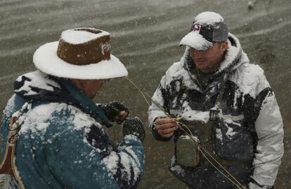 Dos pescadores en Canyon, West Virginia.