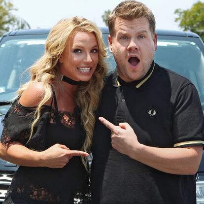 En el 'Carpool Karaoke' que interpretó Britney Spears, el presentador desplegó un chorro de voz mayor que el de la propia cantante.