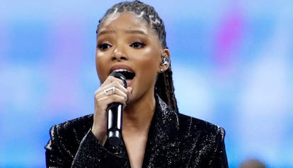 Halle Bailey, en la Super Bowl, el pasado febrero.