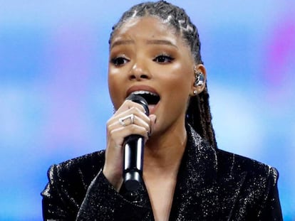 Halle Bailey, en la Super Bowl, el pasado febrero.