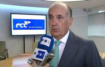 Imágen de television del vicepresidente y consejero delegado de FCC, Juan Béjar.