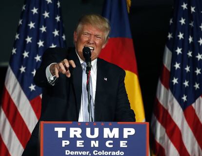 El candidato republicano Donald Trump en un discurso pronunciado en Denver durante la campaña electoral.