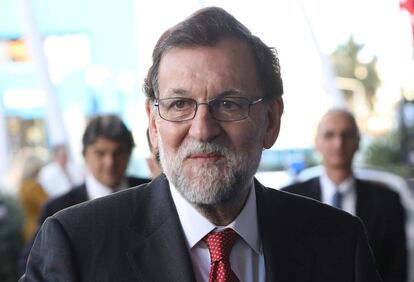 Rajoy a su llegada de la reunión del PPE, el Partido Popular Europeo.