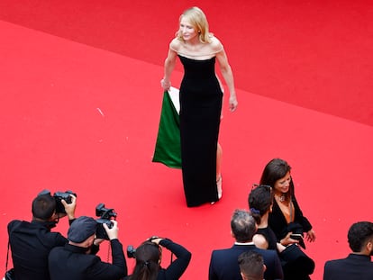 Cate Blanchett a su llegada al estreno de 'El aprendiz' en Cannes.