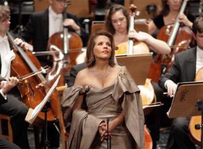 Renée Fleming durante el concierto de anoche en el Teatro Real de Madrid.