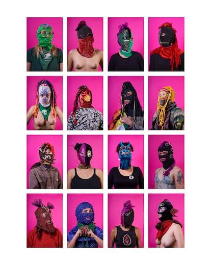 Fotografías de Jahel Guerra Roa para el proyecto 'Las Migras de Abya Yala' (2020), en la exposición 'La máscara que nunca miente' en el CCCB de Barcelona.