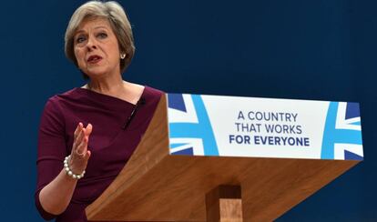 Theresa May el 5 de octubre en Birmingham (Inglaterra).