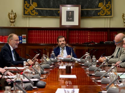 El pleno del Consejo del Poder Judicial, presidido de forma interina por Vicente Guilarte.
