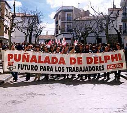 Manifestación contra el cierre de Delphi celebrada en Ólvega en marzo pasado.