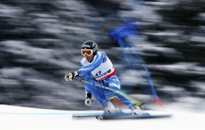 El español Paul De La Cuesta, durante la prueba del Supergigante, en el Mundial de Ski Alpino en Schladming, Austria.