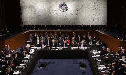 Reunión del Comité de Justicia del Senado antes de la votación sobre Gorsuch.