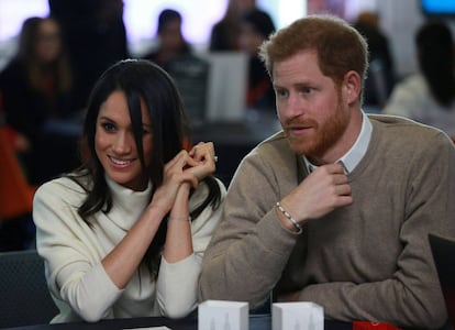 Príncipe Harry e sua noiva Meghan Markle assistem a um ato pelo Dia da Mulher em Birmingham, em 8 de março de 2018.